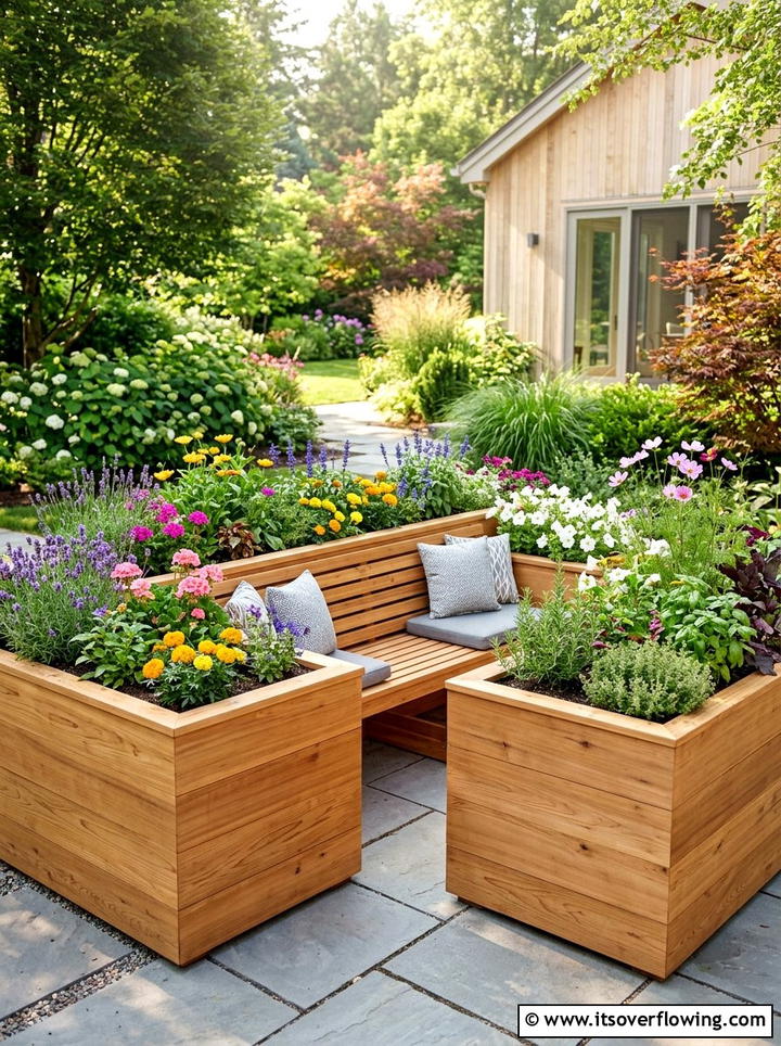 Raised Bed Bench Seating - 25 creative garden ideas with seating nooks