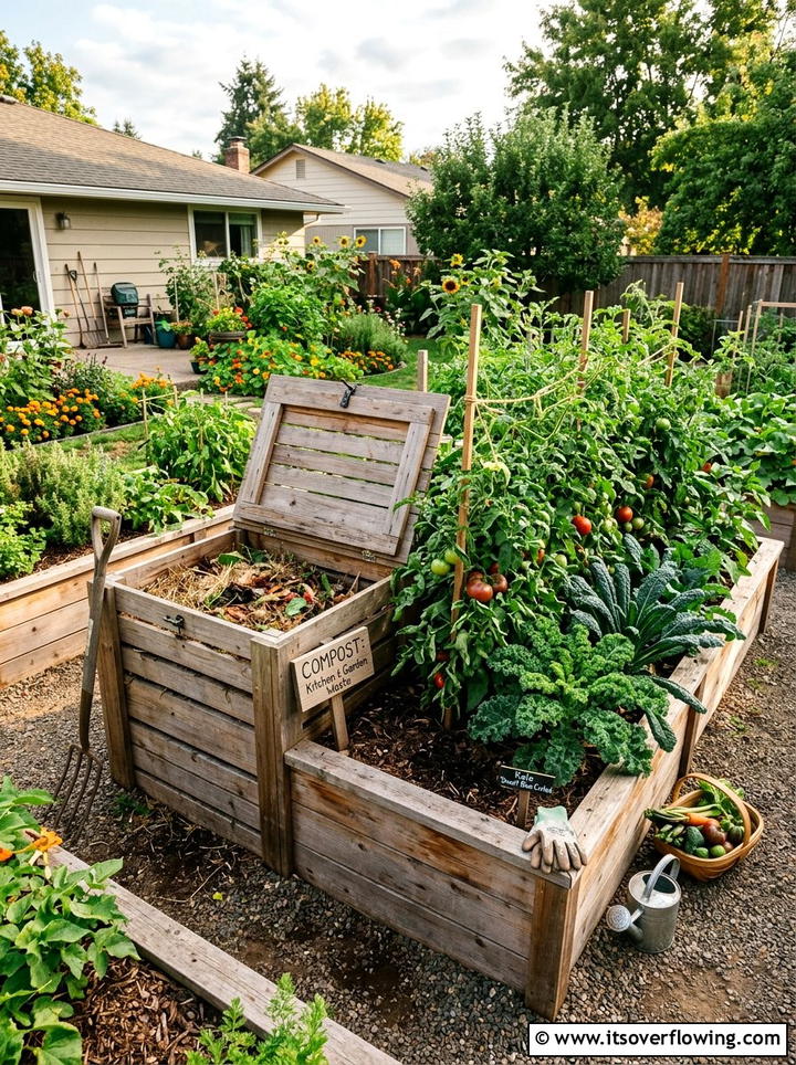 Raised Bed Composter - 25 backyard ideas with compost station