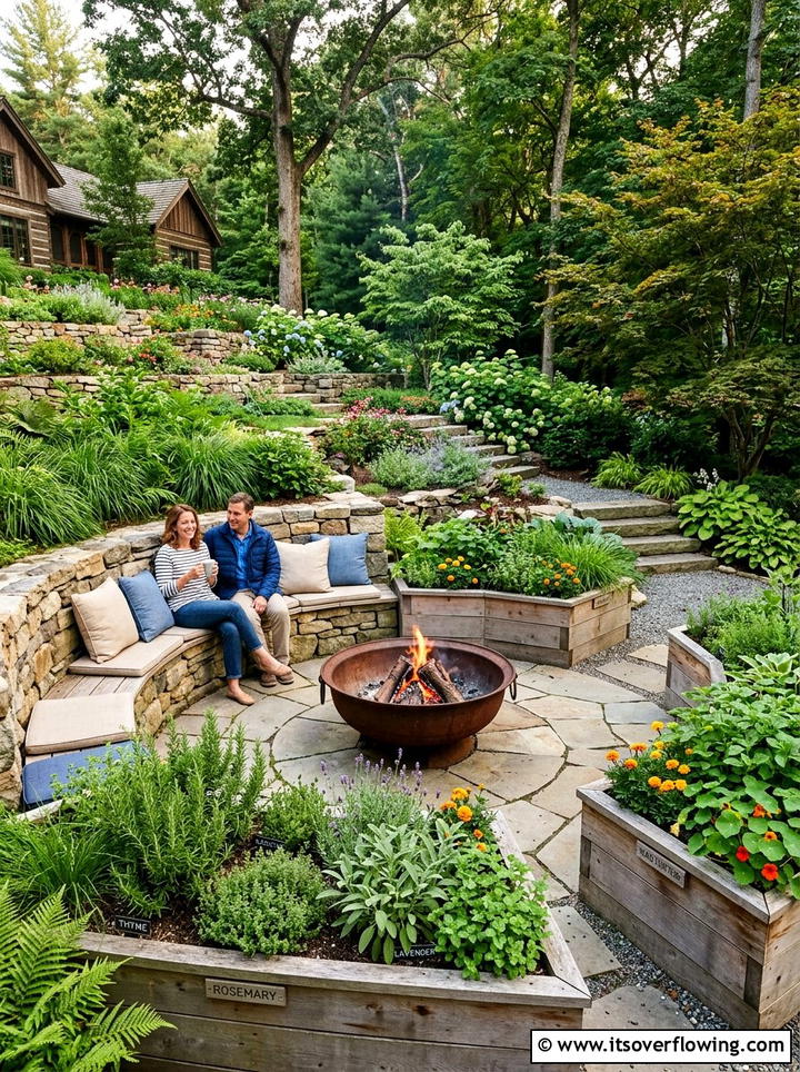 Raised Bed Fire Bowl Garden - 25 small garden ideas with fire bowl