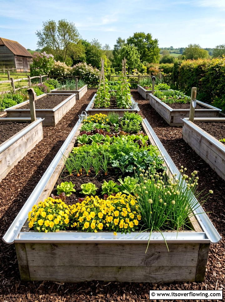 Raised Bed Gutter Edging - 25 upcycled garden ideas with rain gutters