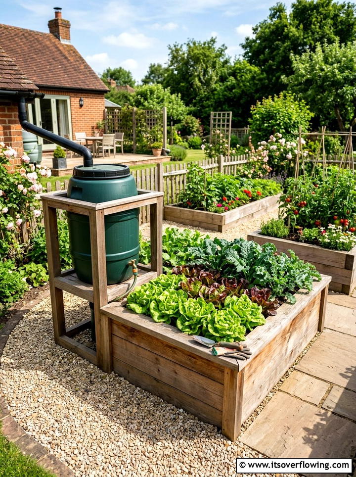 Raised Bed Rain Barrel - 25 upcycled garden ideas with rain barrels