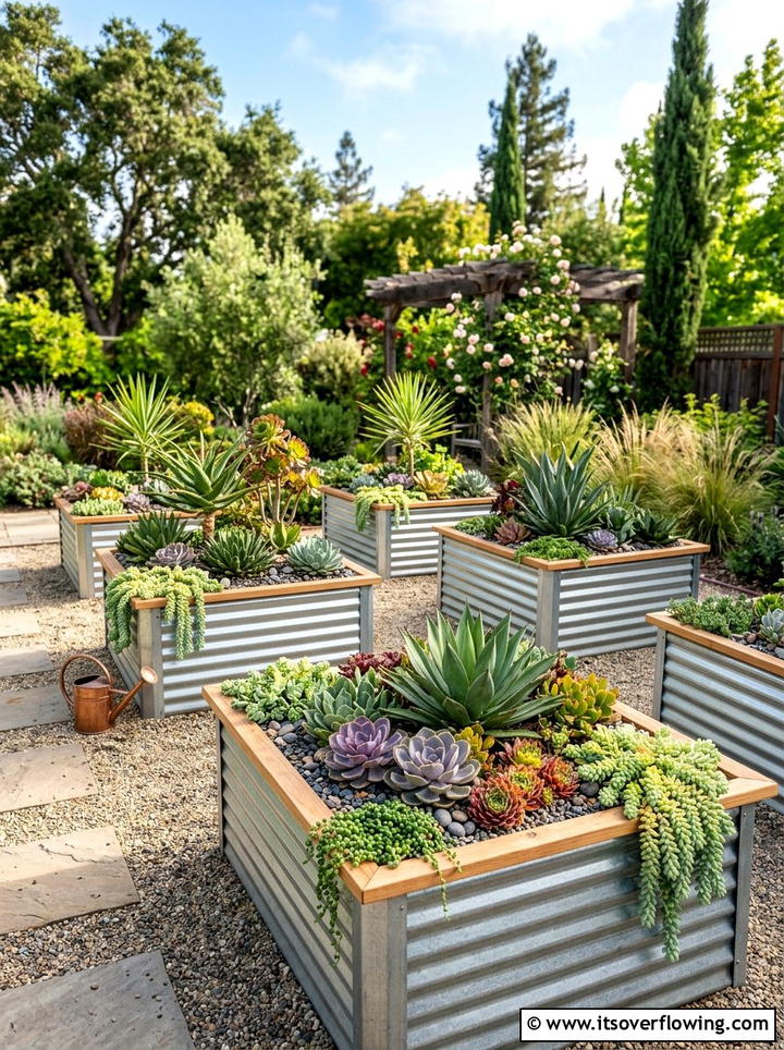 Raised Bed Succulents - 25 backyard ideas with succulents