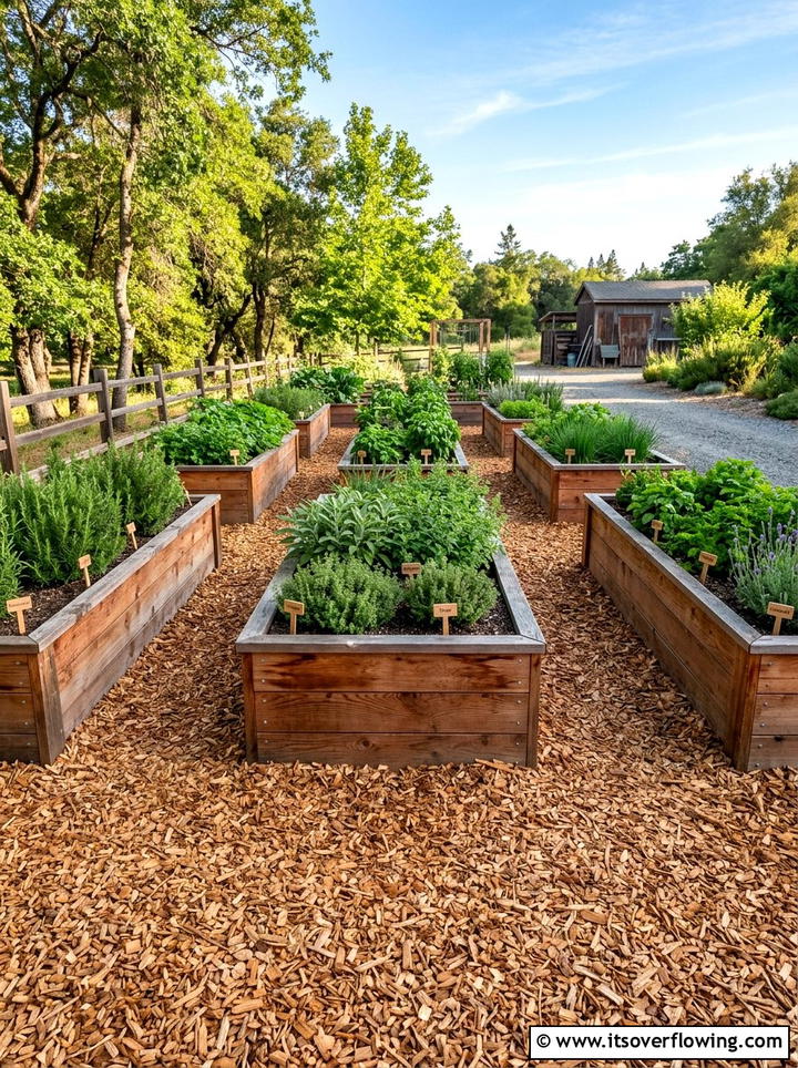 Raised Bed Wood Chip Surrounding - 25 cheap garden ideas with mulch