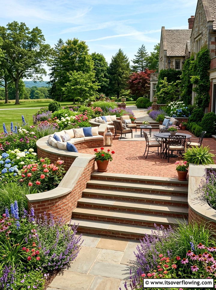 Raised Brick Patio - 25 backyard ideas with brick patio