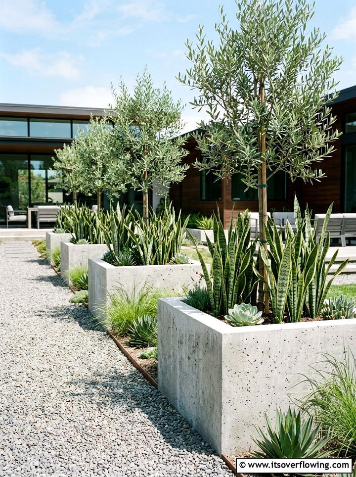 Raised Concrete Planters - 25 creative garden ideas with modern landscape lines