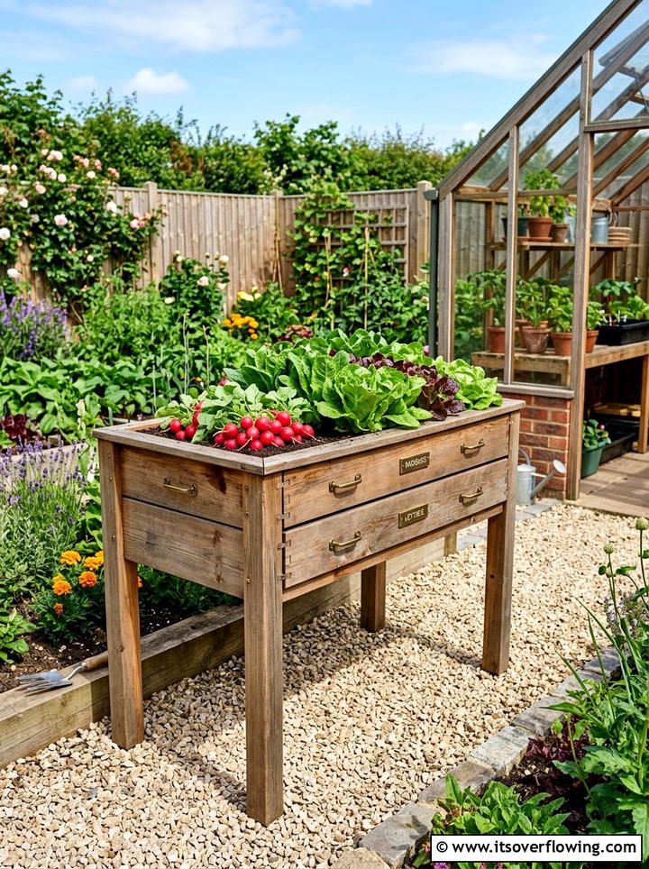 Raised Drawer Planter Box - 25 recycled garden ideas with old drawers