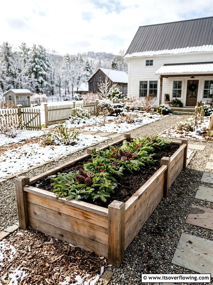Raised Garden Bed - 25 backyard ideas for winter ambiance
