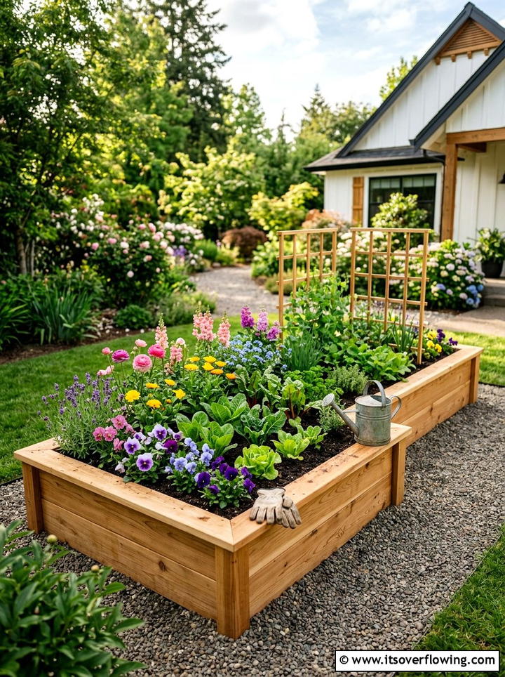 Raised Garden Bed - 25 garden decor ideas with spring decor