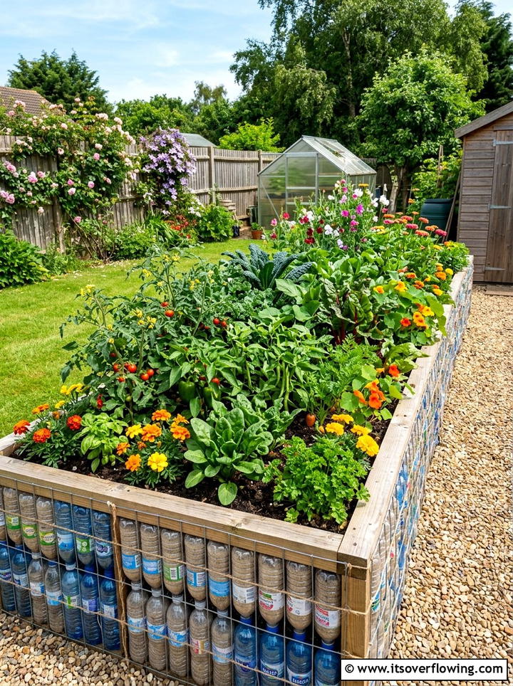 Raised Garden Bed - 25 recycled garden ideas with plastic bottles