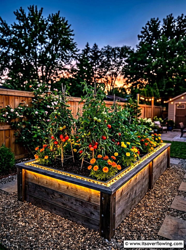 Raised Garden Bed Neon Stones - 25 creative garden ideas with glow in the dark stones
