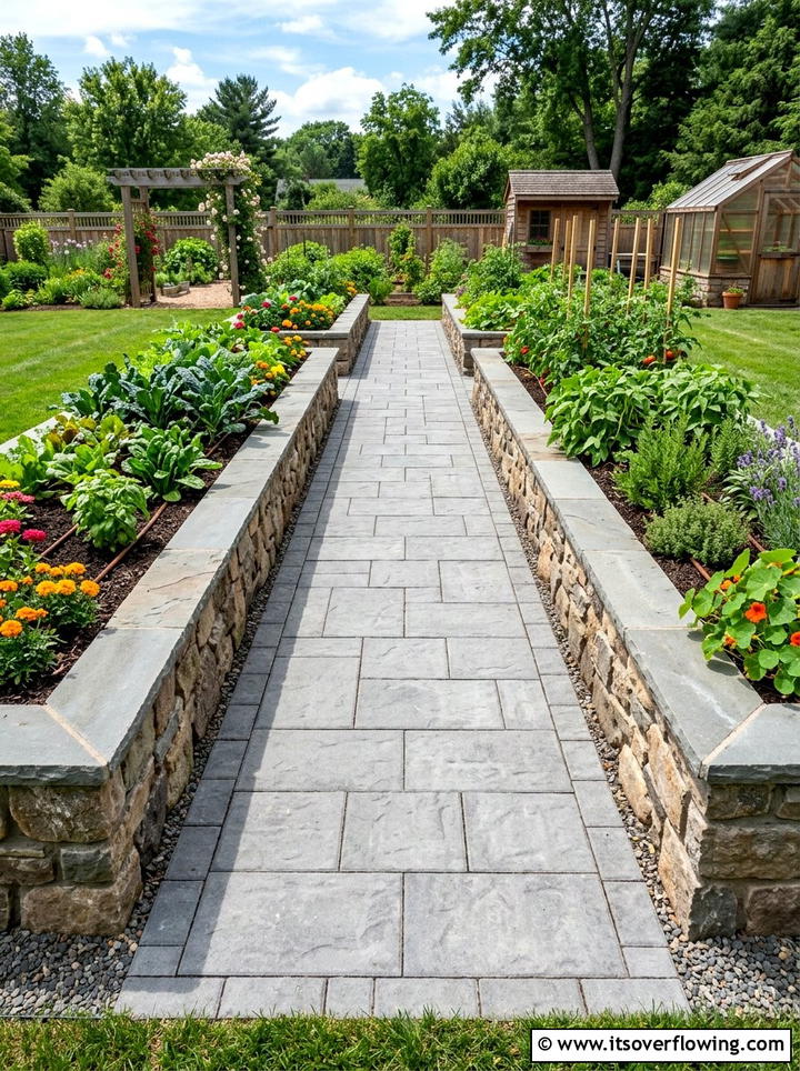 Raised Garden Bed Paver Surround - 25 backyard ideas with pavers
