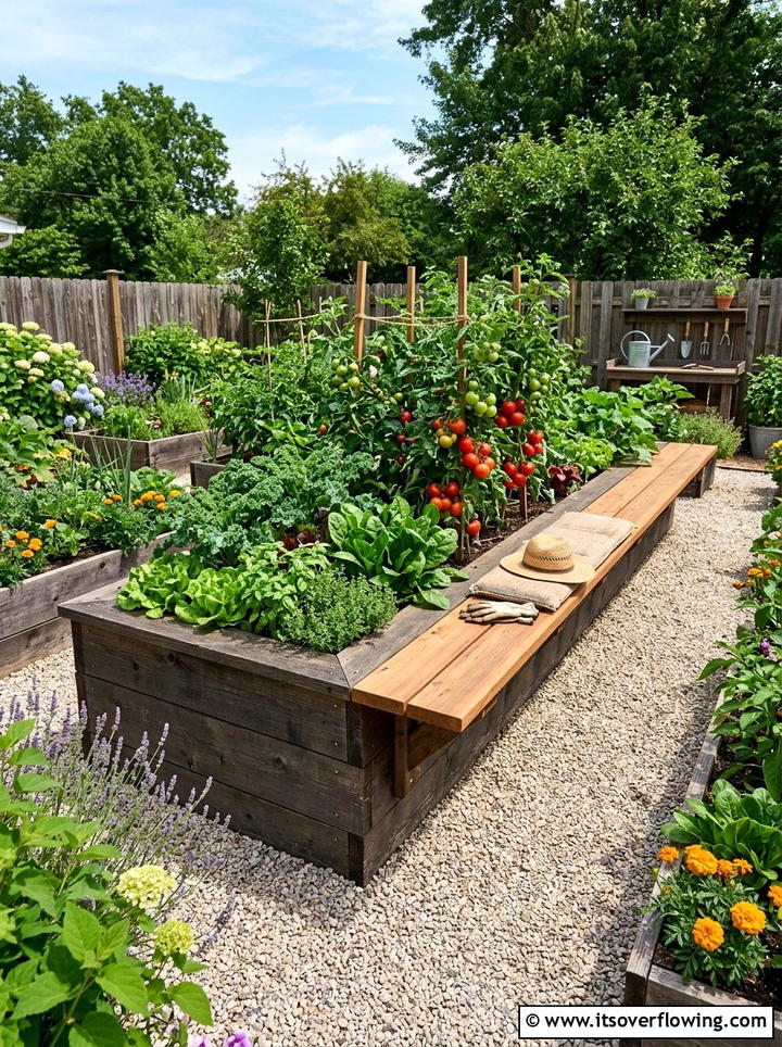 Raised Garden Bed Seat - 25 backyard ideas with built in seating