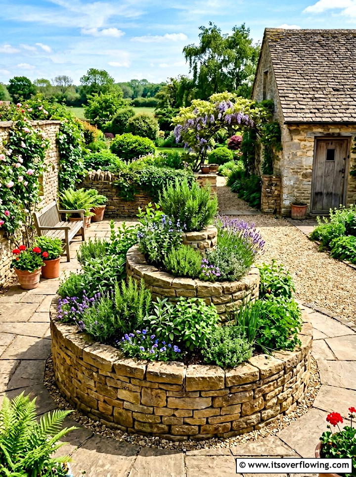 Raised Herb Spiral - 25 creative garden ideas with spiral herb beds