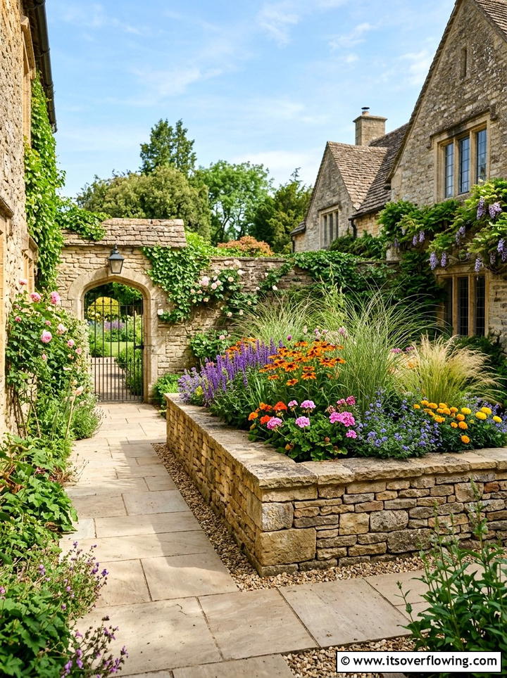 Raised Stone Planter - 25 garden ideas for courtyards