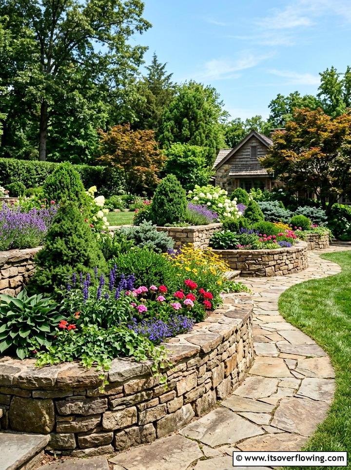 Raised Stone Planters - 25 garden design ideas for entryways