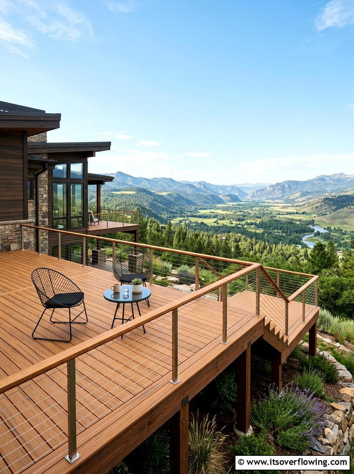 Raised Wooden Deck With Modern Seating - 25 backyard ideas with lounge area