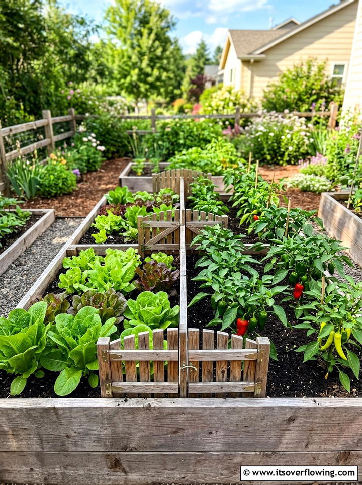 Raised bed divider - 25 upcycled garden ideas with old gates