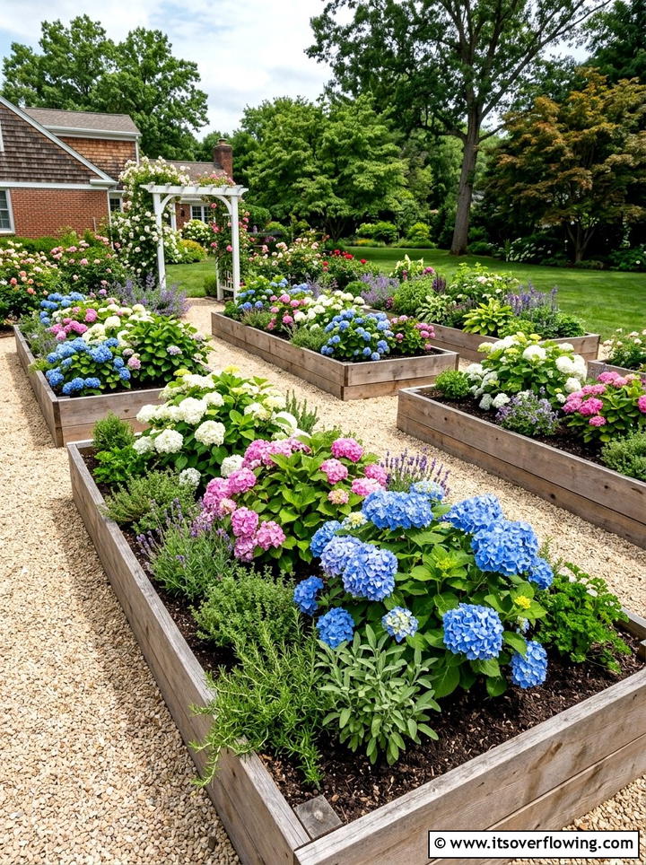 Raised bed hydrangea garden - 25 garden ideas with hydrangeas