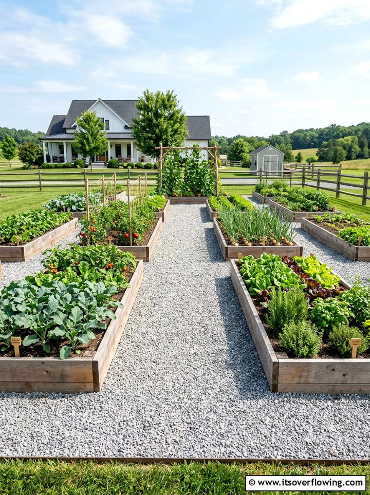 Raised beds with gravel paths - 25 backyard ideas with raised beds