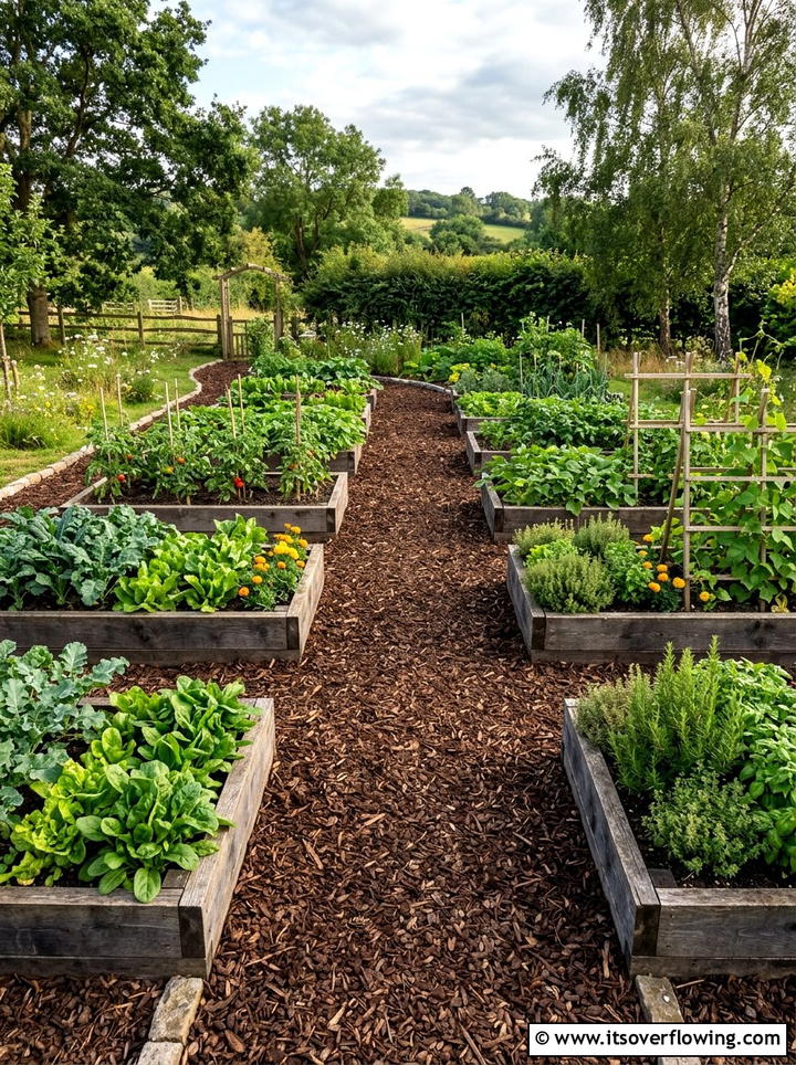 Raised beds with mulch walkways - 25 backyard ideas with raised beds