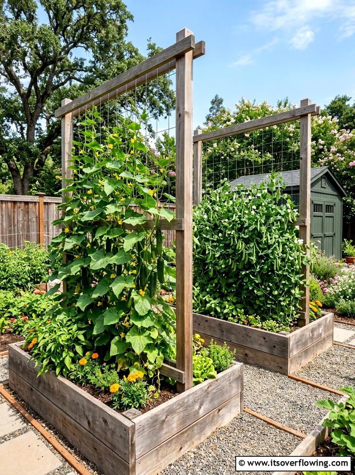 Raised beds with trellis - 25 backyard ideas with raised beds