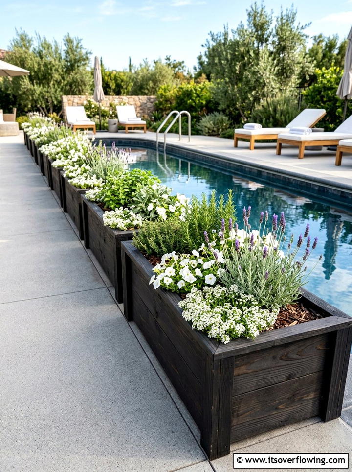 Raised planter boxes for pools - 25 garden design ideas for pool areas