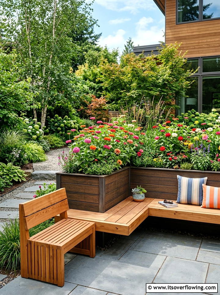 Raised platform garden bed seating - 25 backyard ideas with reading nook