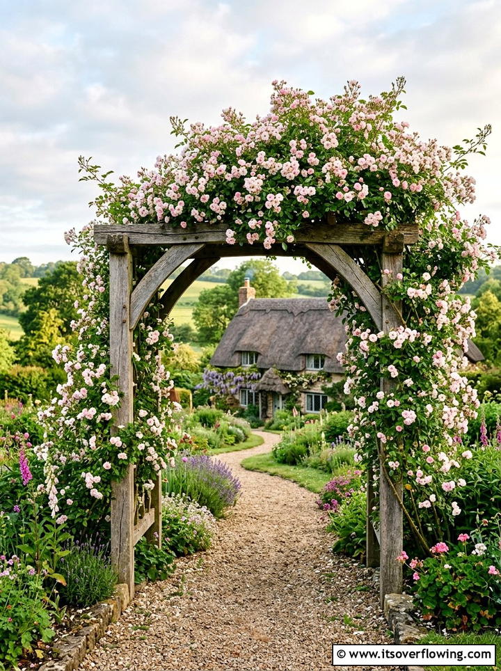 Rambling Rose Cottage Arch - 25 creative garden ideas with archway flowers