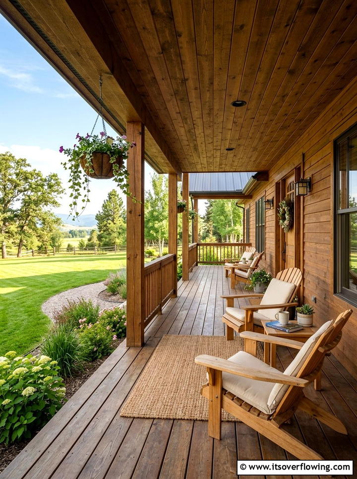 Ranch style porch wide plank wood - 25 front porch ideas with wood floor