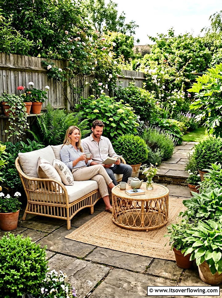 Rattan Furniture Set - 25 small garden ideas with boho style