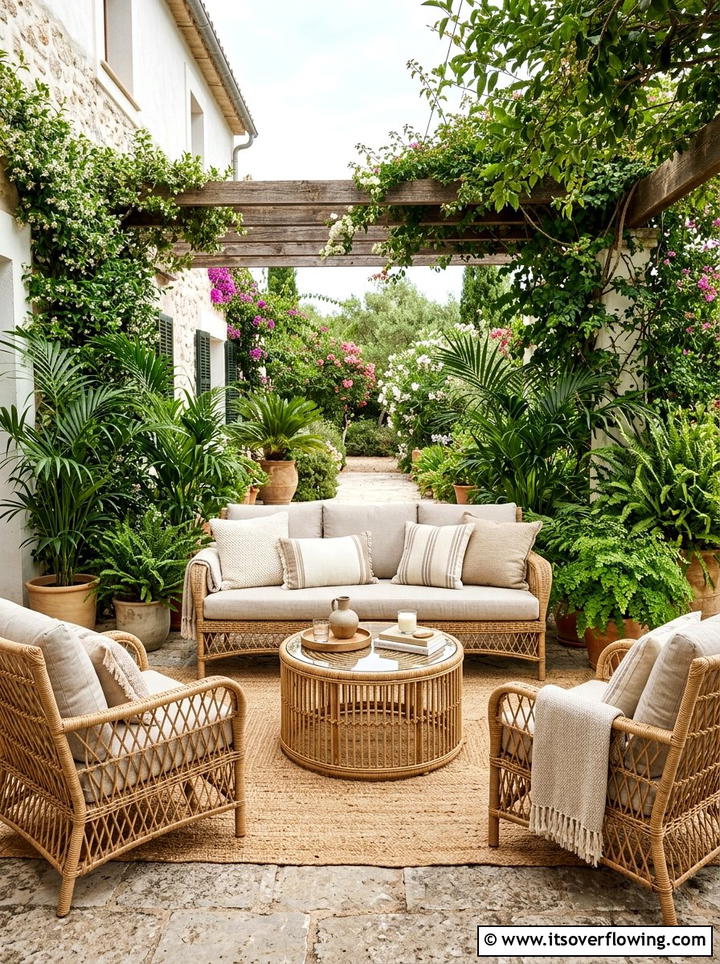 Rattan Outdoor Furniture - 25 creative garden ideas with boho textures