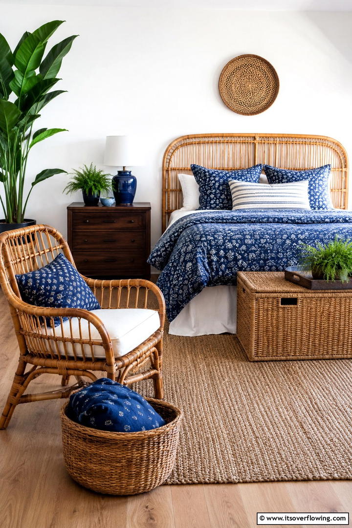 Rattan and Wicker Furniture Charm - 30 Shabby Chic Bedroom Ideas for Vintage-Inspired Spaces