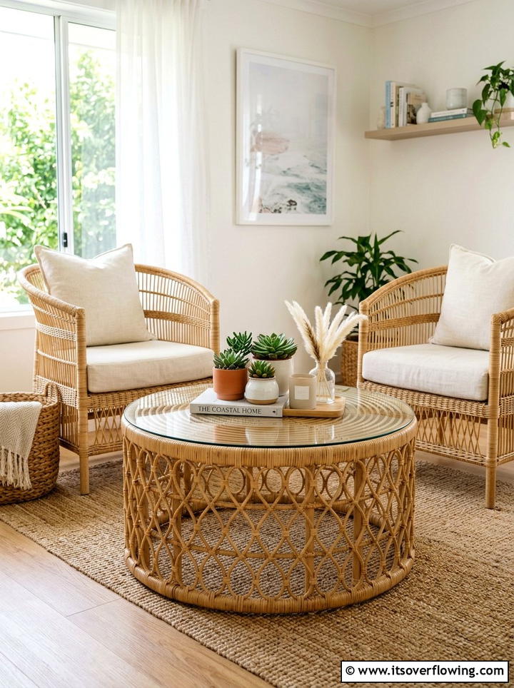 Rattan coffee table - 25 front porch ideas with rattan furniture