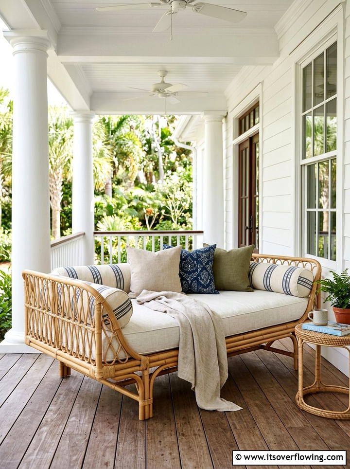 Rattan daybed - 25 front porch ideas with rattan furniture