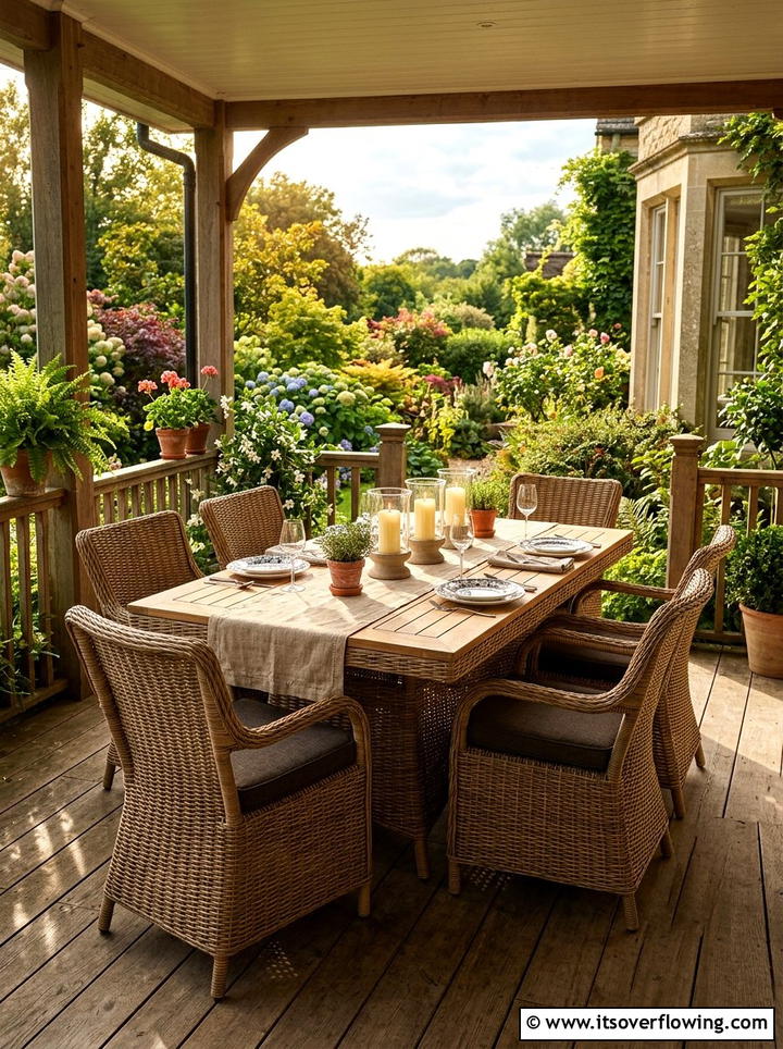 Rattan dining set - 25 front porch ideas with rattan furniture