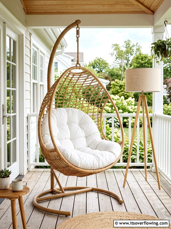 Rattan egg chair - 25 front porch ideas with rattan furniture
