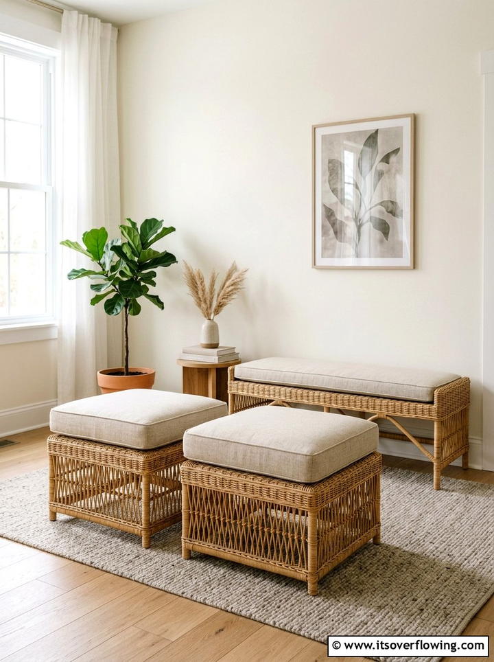 Rattan ottoman set - 25 front porch ideas with rattan furniture