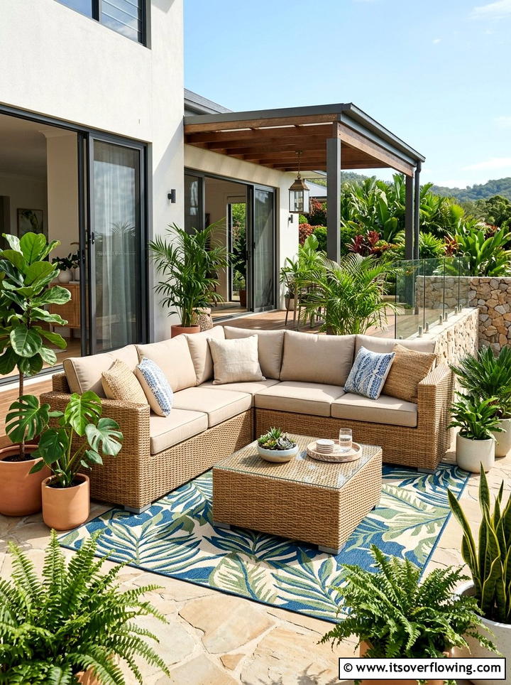 Rattan patio furniture - 25 backyard decorating ideas with tropical accents