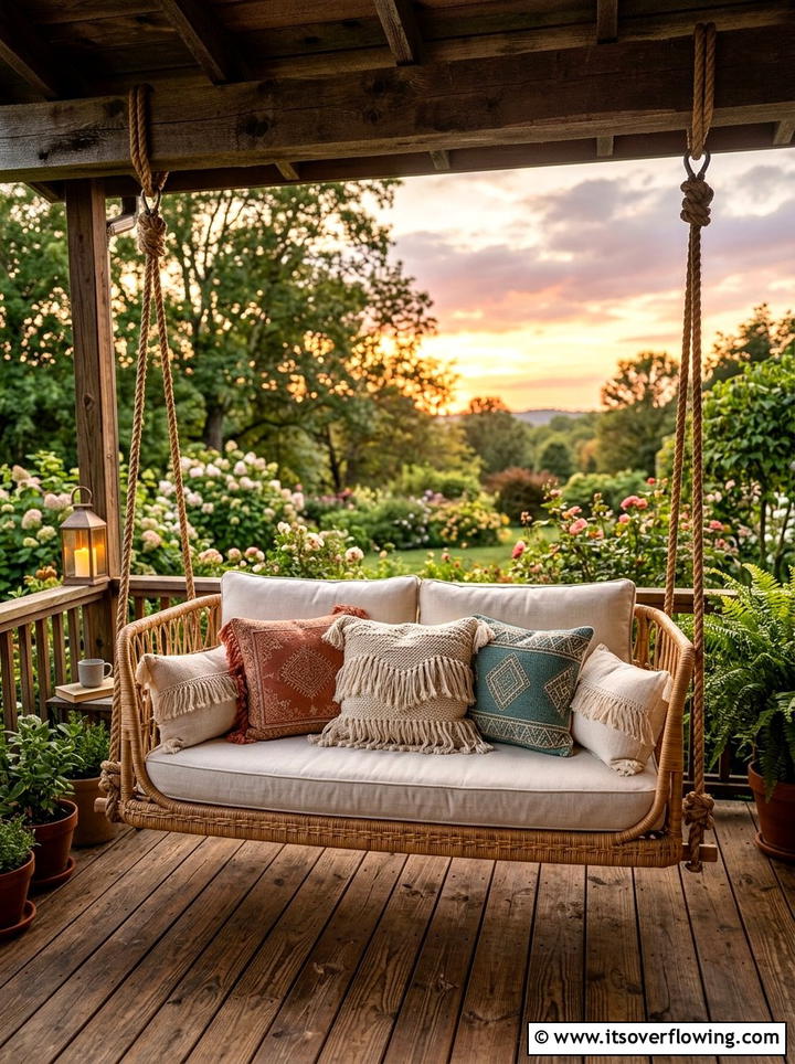 Rattan porch swing - 25 front porch ideas with rattan furniture