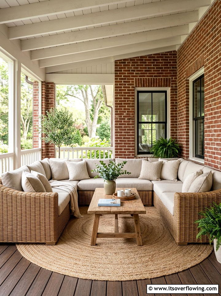 Rattan sectional sofa - 25 front porch ideas with rattan furniture