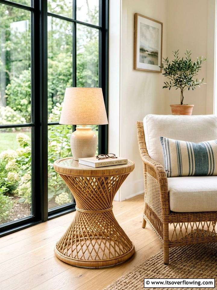 Rattan side table - 25 front porch ideas with rattan furniture