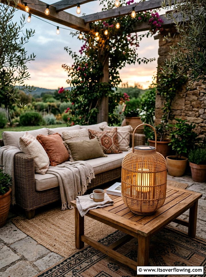Rattan solar lantern - 25 garden decor ideas with lights