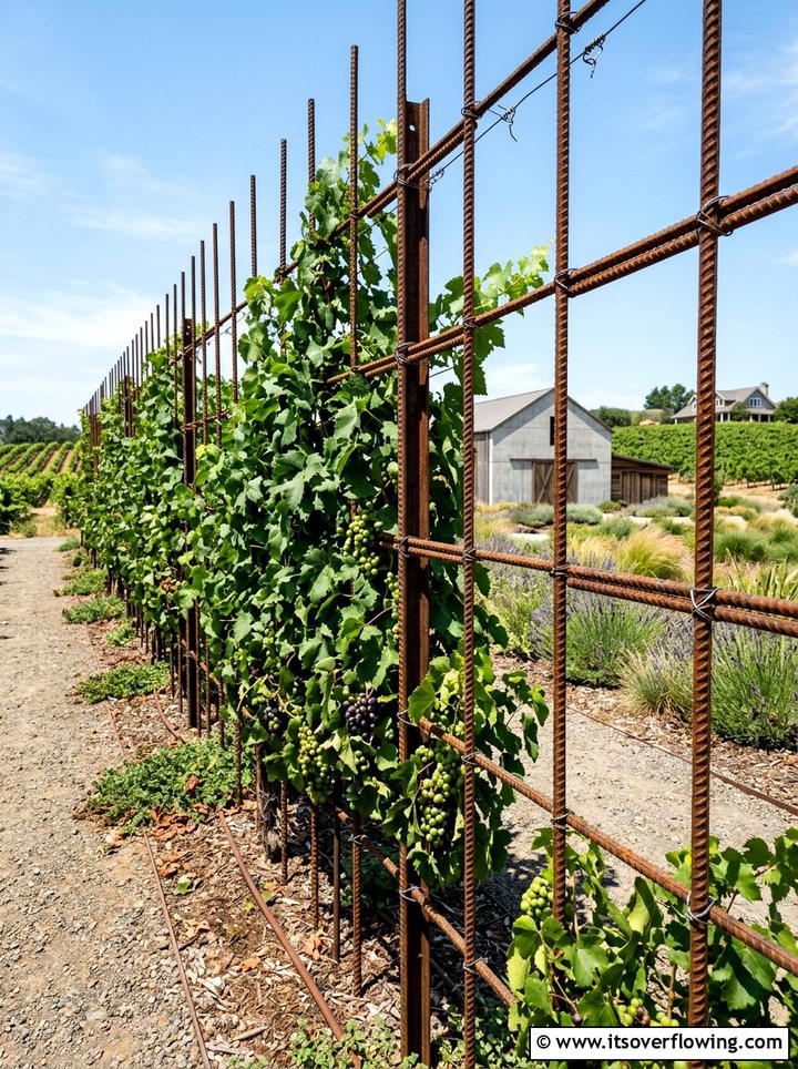 Rebar garden grid - 25 cheap garden ideas with homemade trellis