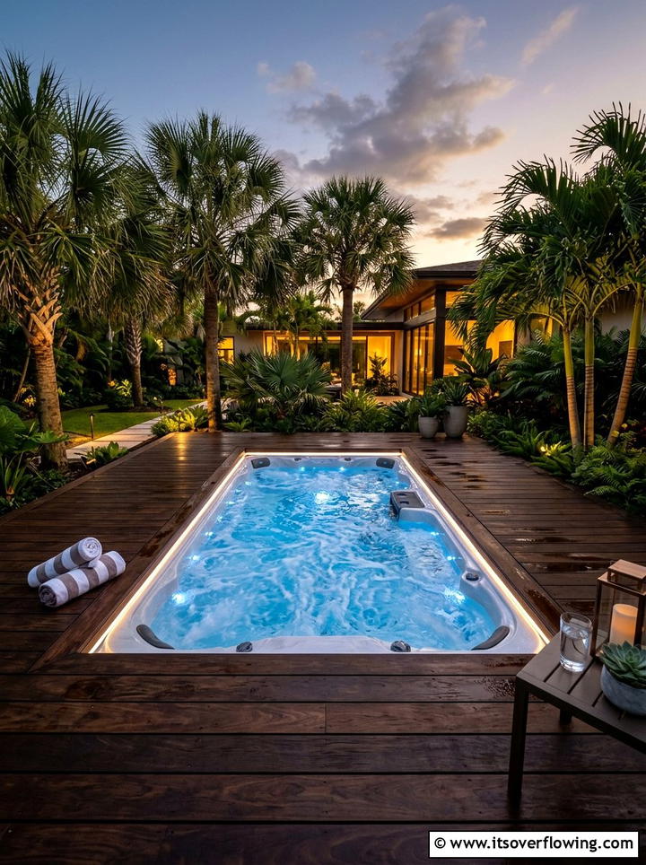 Recessed Hot Tub - 25 backyard ideas for large yards