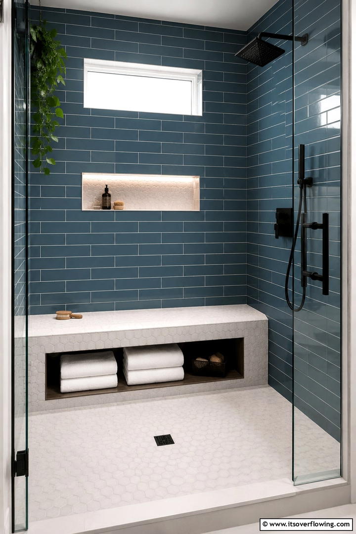 Recessed Storage Bench - 30 Shower Bench Ideas for Functional Bathroom Designs