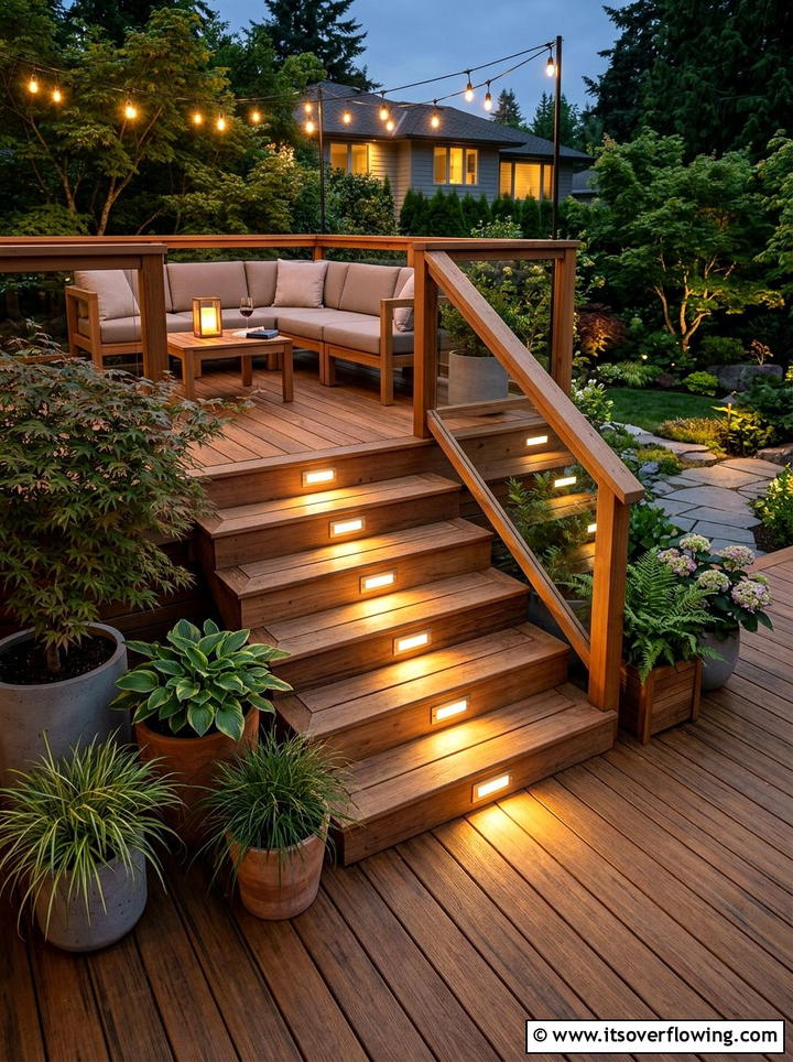 Recessed deck lighting for stairs - 25 garden decor ideas with pathway lighting