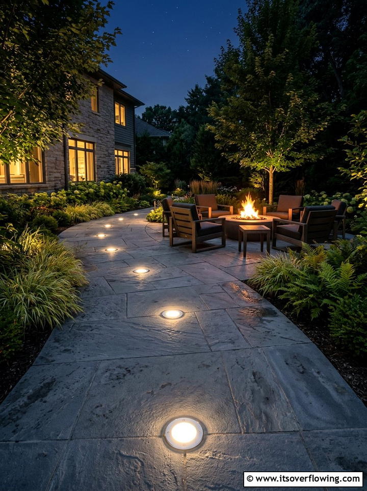 Recessed ground lights for pavers - 25 small garden ideas with lighting