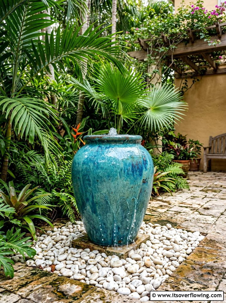 Recirculating Pottery Jar - 25 backyard ideas with fountain