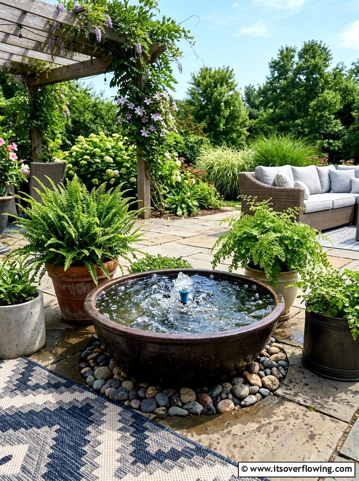 Recirculating water bowl pump - 25 garden decor ideas with water bowls