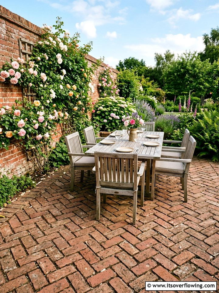 Reclaimed Brick Patio - 25 backyard ideas with no grass